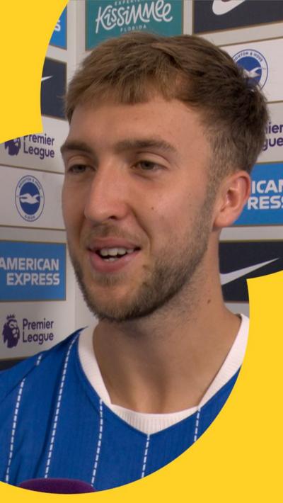 Jack Hinshelwood being interviewed after Brighton's win over Aston Villa