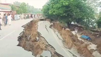 Cracked roads in Mirpur, Pakistan-administered Kashmir