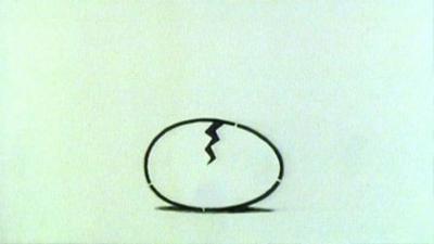 A cartoon image of a cracked egg