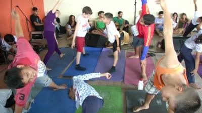 Children doing yoga