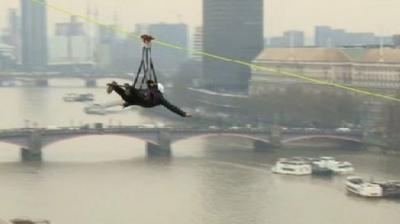 Wendy Hurrell on the zip wire