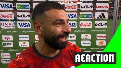 Mo Salah is teary-eyed in a post-match interview after Egypt beat Australia in the 2026 World Cup.