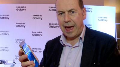 Rory Cellan-Jones with Samsung smartphone