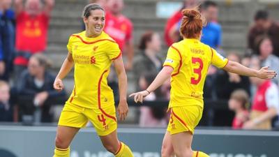 Liverpool's Fara Williams celebrates after scoring against Arsenal