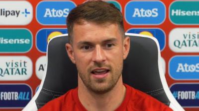 Aaron Ramsey speaks to the media