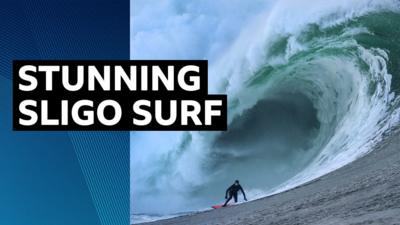 Conor Maguire rides a mammoth 40 foot wave which hit Mullaghmore Head