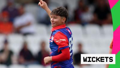 Issy Wong after taking a wicket 
