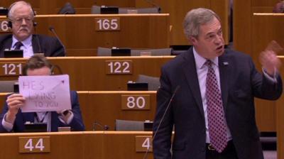 Nigel Farage speaking in the European Parliament