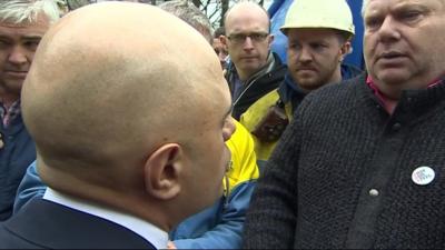 Sajid Javid and steel workers