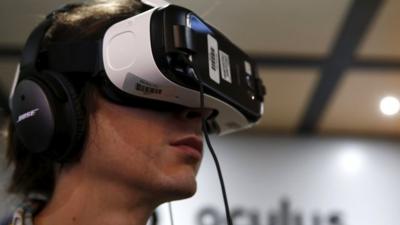 A man wearing a virtual reality headset