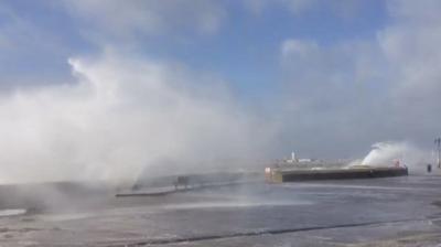 Waves crash over Southsea seafront