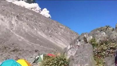 Volcano and tents