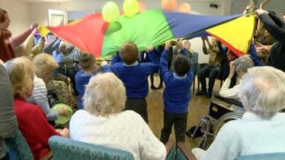 Children and elderly residents at care home