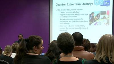 Teachers being given information on how they can prevent young people being drawn into terrorism.