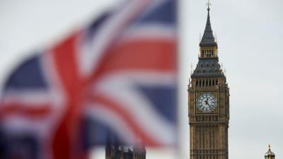 Union Jack flag with Big Ben in background