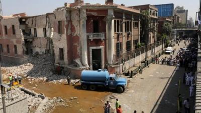 Bomb-damaged Italian consulate in Cairo