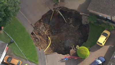 Aerial view of sinkhole