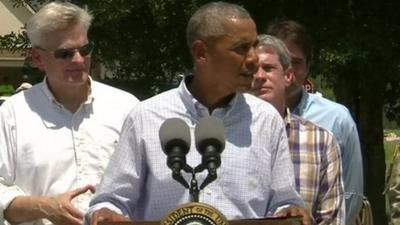 US President Barak Obama in Louisiana