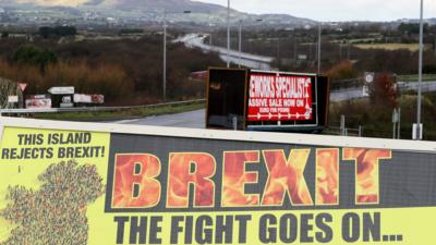 A sign that reads: Brexit - the fight goes on