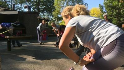 London pensioners take part in exercise class