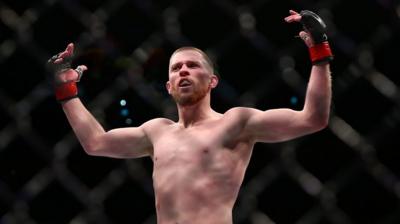 Jack Shore celebrates his win at UFC London