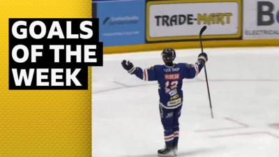 Goals of the week graphic featuring an ice hockey player