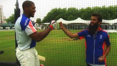 Boxer Anthony Joshua and cricketer Moeen Ali