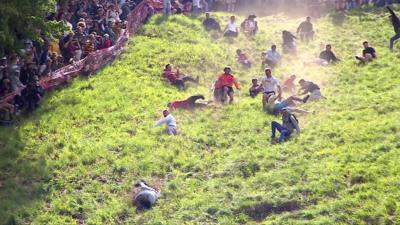 Cheese rolling on Coopers Hill