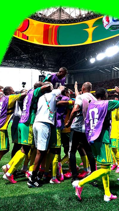South Africa celebrate a goal scored against Czech Republic in their 2026 Group A World Cup match.