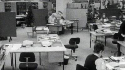A new style 'open plan' office in 1973.