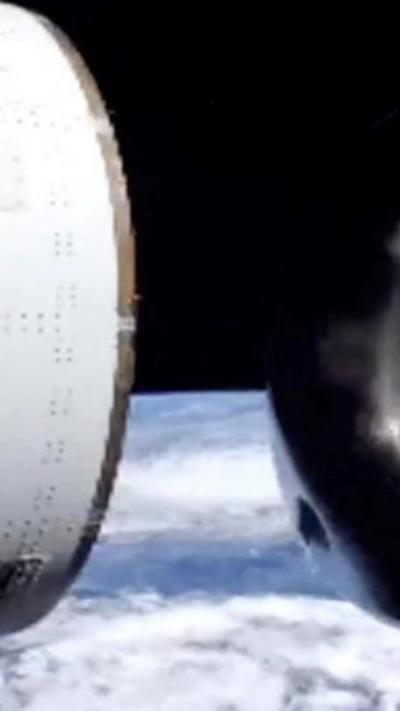 The moment the service capsule separates from the Orion capsule