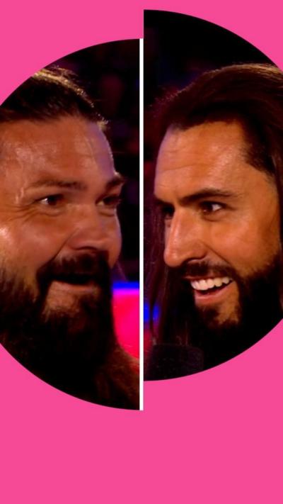 Little Hammer (left) and Big Hammer (right). Both have long black hair and beards