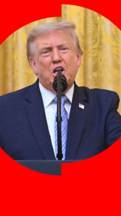 Donald Trump stood behind a lectern