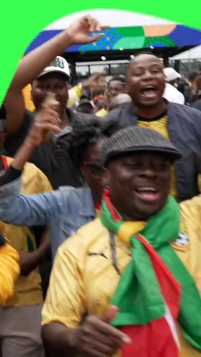 Ghana fans celebrate after their draw with England