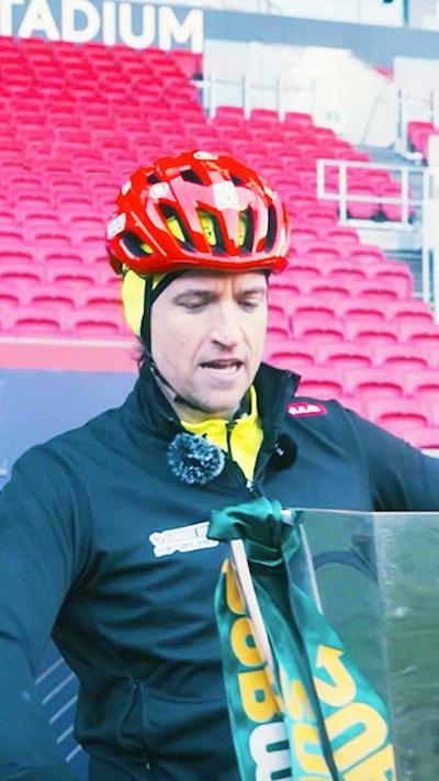 Greg James looking at the WSL cup