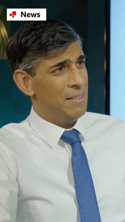 Rishi Sunak, in a white shirt and blue tie, speaks on BBC's Political Thinking podcast