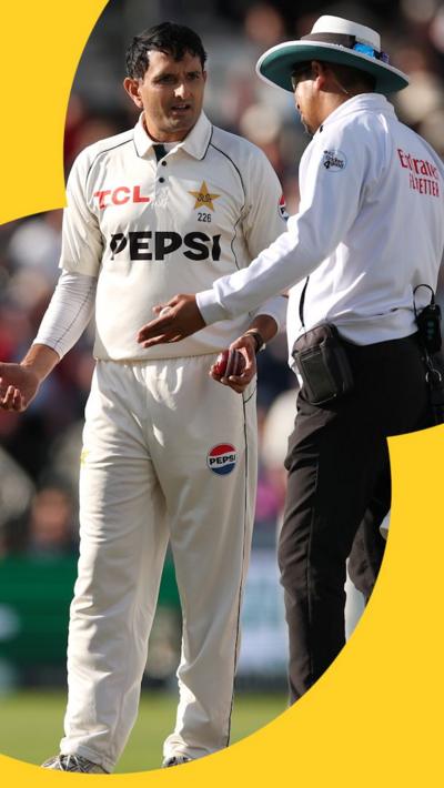 Muhammad Abbas talking to the umpire
