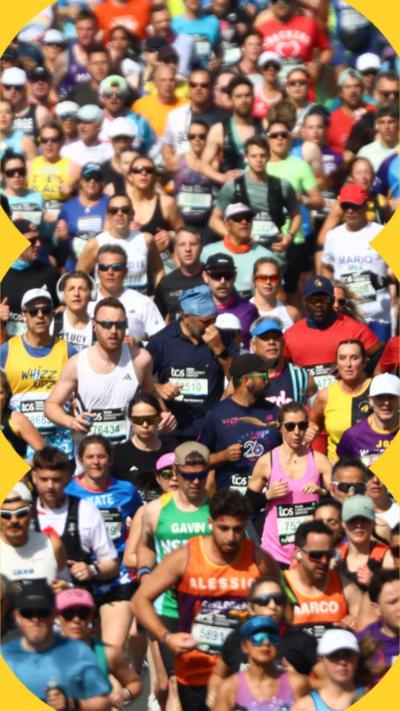 Crowds take part in a marathon.