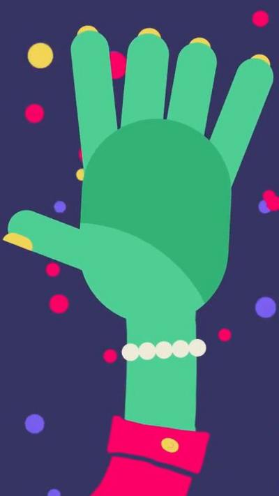 An illustraton of a green hand about to play a game