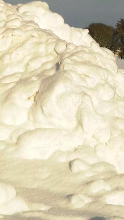 Snow piled up high in Portlethen