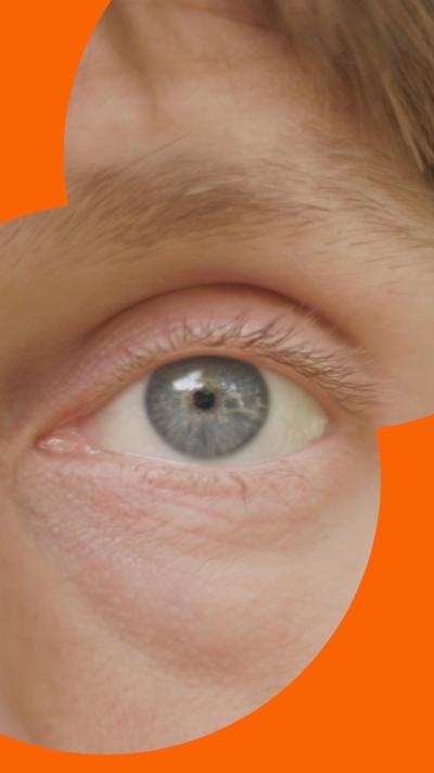 Close up of an eye with blue iris