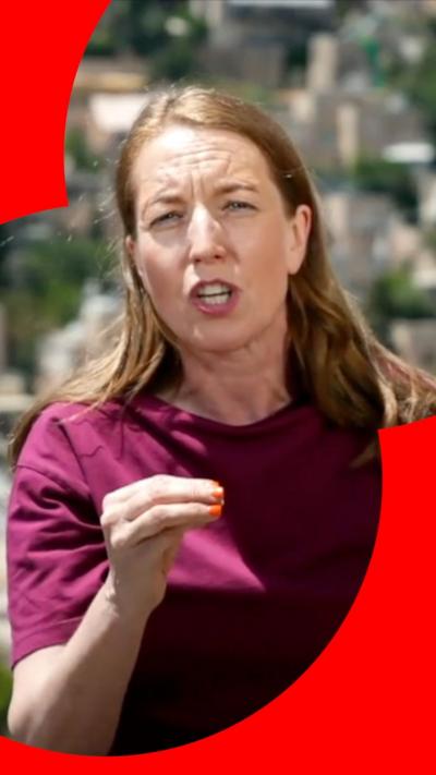 The BBC's Middle East correspondent Yolande Knell addresses the camera