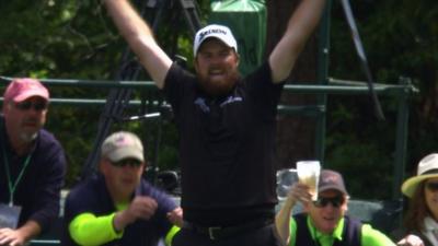 Shane Lowry celebrates hit hole-in-one