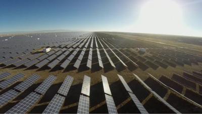 Thousands of solar panels fill fields in the Qinghai-Tibet plateau