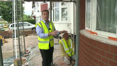 Solid wall insulation applied to exterior of home