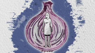 Illustration of woman in onion