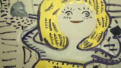 A painting by British artist Rose Wylie.