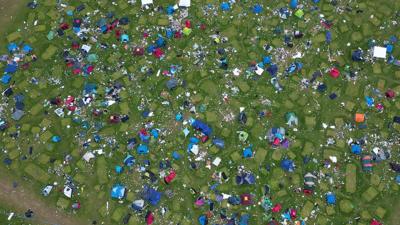 Camping equipment left behind at Leeds Festival