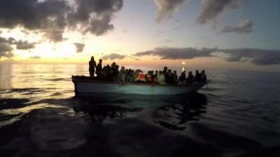 Migrants in a boat