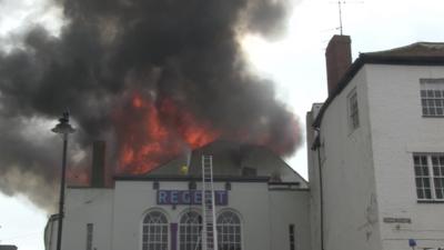 Lyme Regis cinema on fire